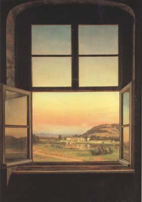 Johan Christian Dahl Window with a view of Pillnitz Castle (mk10) Sweden oil painting art